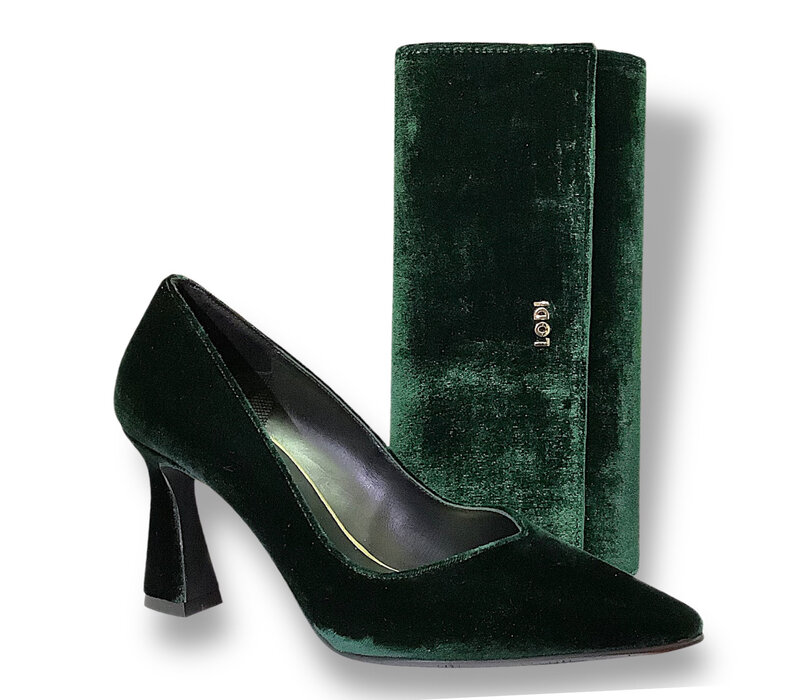 Lodi RALINA Dark Green Velvet 8cm Heel