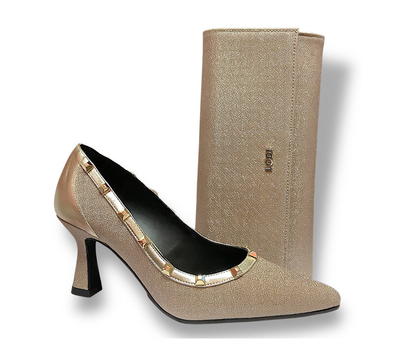 Lodi GARKO Gold Glitter Studs 7cm Heel