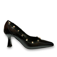 Lodi GARKO Black Patent Studs 7cm Heel