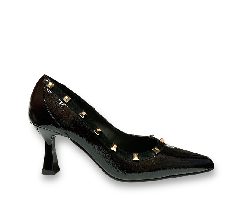 Lodi GARKO Black Patent Studs 7cm Heel