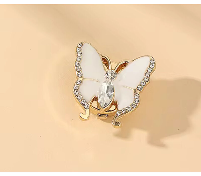 Button Cover SNOWY White Butterfly