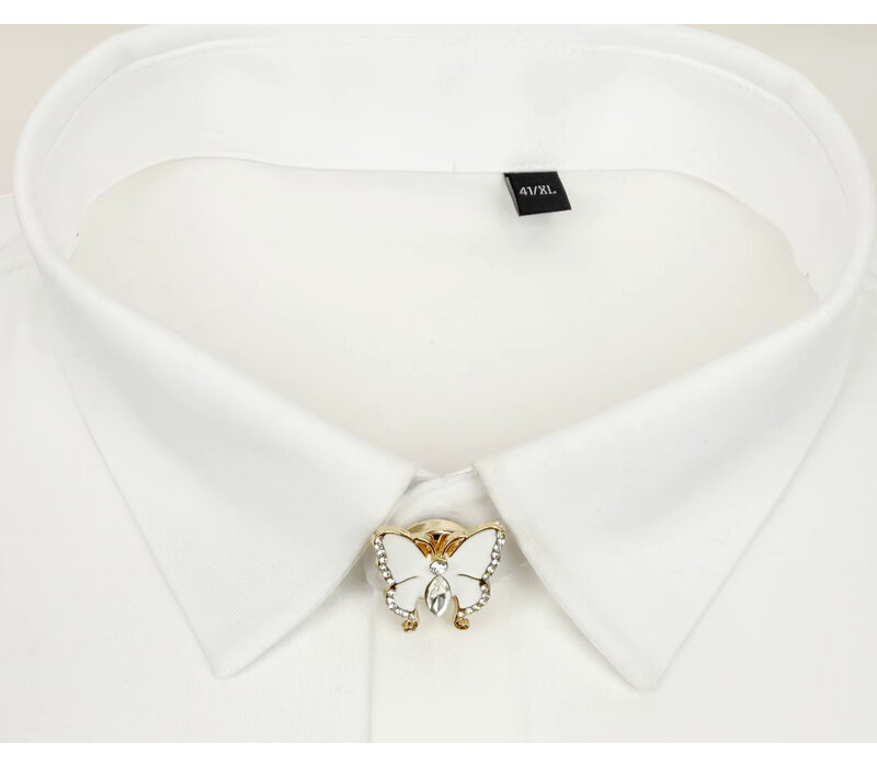 Button Cover SNOWY White Butterfly