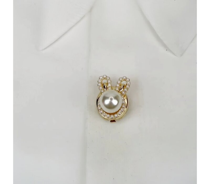 Button Cover BUNNY EARS Pearl/Gold