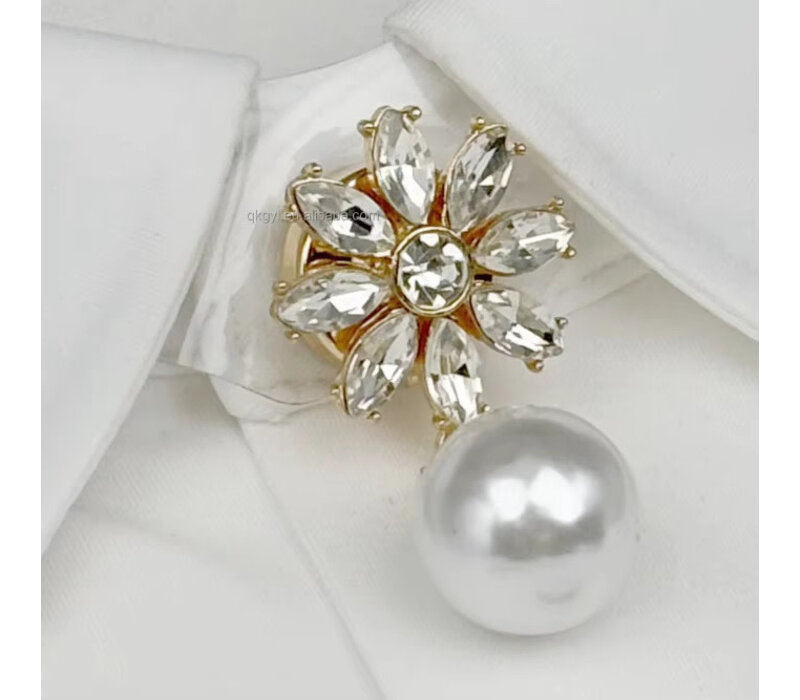 Button Cover TWINKLE BLOOM  Diamanté & Pearl