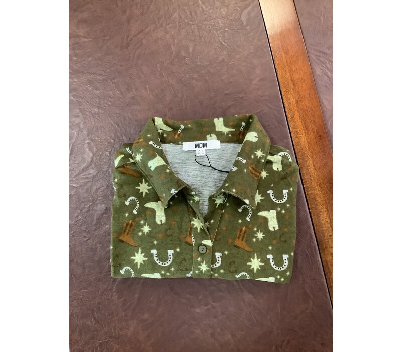 MD’M 3.42.027.26 Green Cowgirl Stretch Shirt
