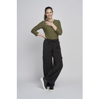 PINNS 692T Black Wide Leg Cargo Pants