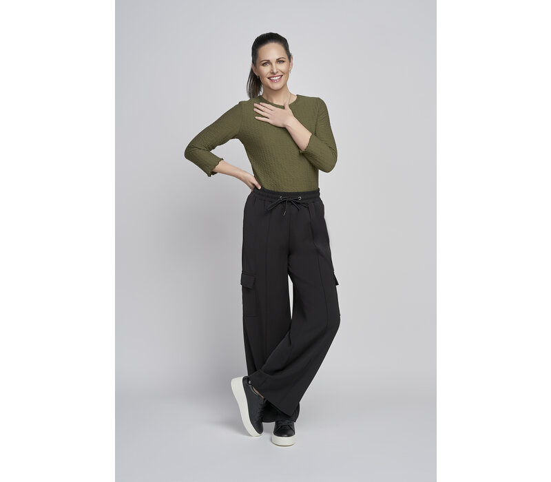 PINNS 692T Black Wide Leg Cargo Pants