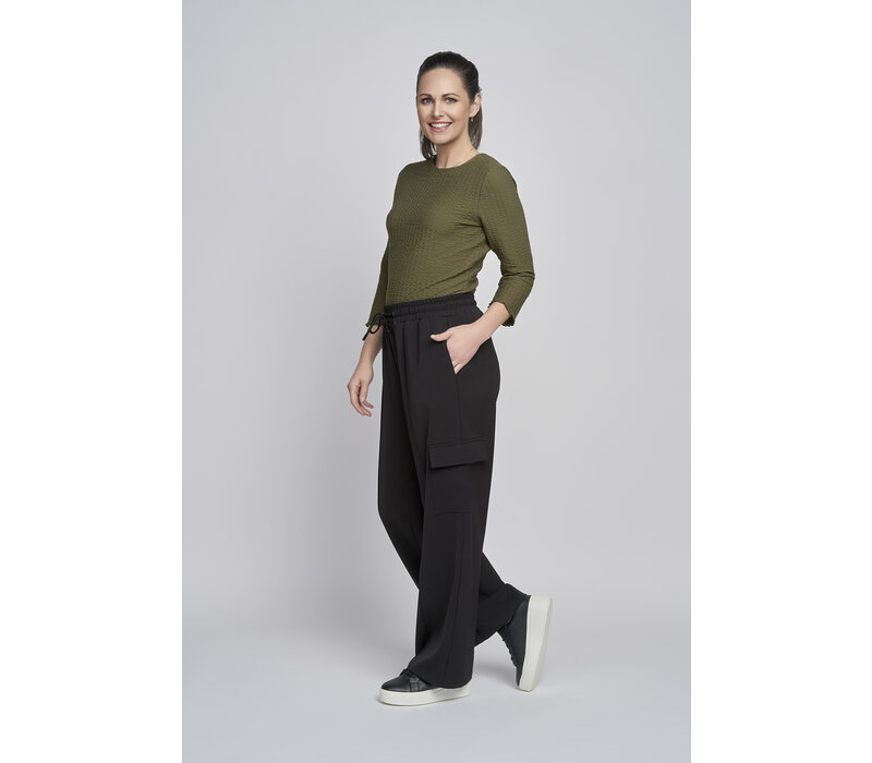 PINNS 692T Black Wide Leg Cargo Pants