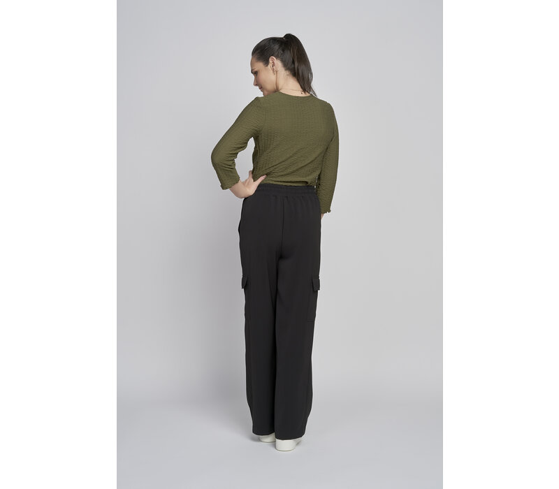 PINNS 692T Black Wide Leg Cargo Pants