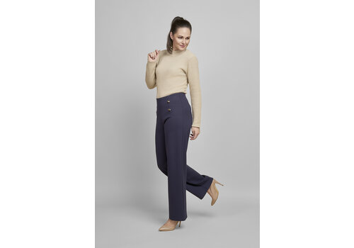 PINNS PINNS 610T Navy Wide Leg Pants w/Gold Buttons