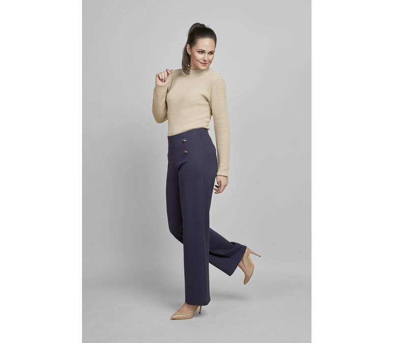 PINNS 610T Navy Wide Leg Pants w/Gold Buttons