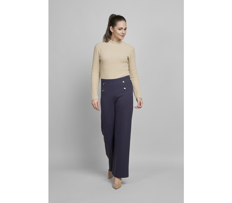PINNS 610T Navy Wide Leg Pants w/Gold Buttons