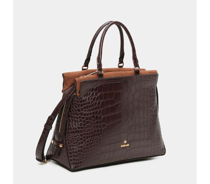 BINNARI 20860 BBrown Croc Business Bag
