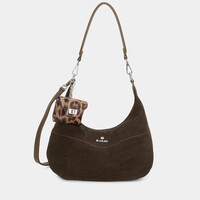 BINNARI 20793 Kaki Suede Shoulder Bag