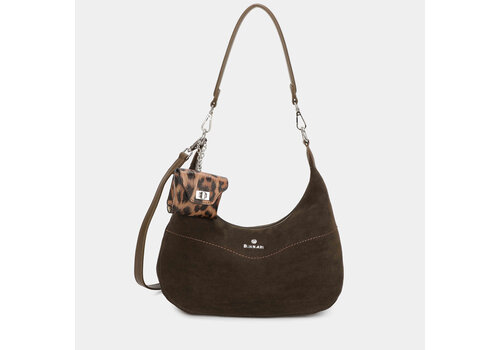 BINNARI BAGS BINNARI 20793 Kaki Suede Shoulder Bag