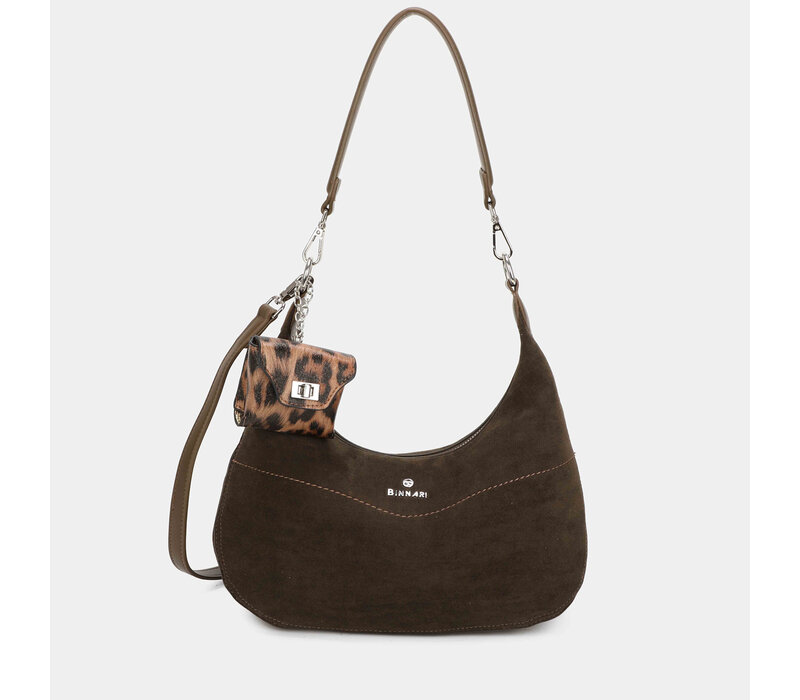 BINNARI 20793 Kaki Suede Shoulder Bag