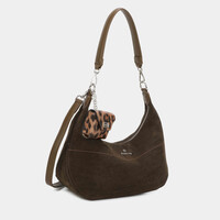 BINNARI 20793 Kaki Suede Shoulder Bag