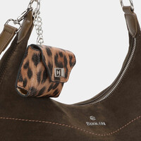 BINNARI 20793 Kaki Suede Shoulder Bag