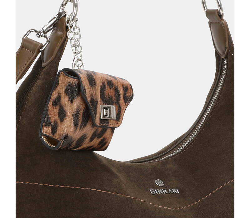BINNARI 20793 Kaki Suede Shoulder Bag