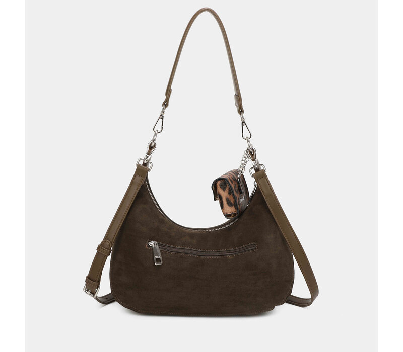 BINNARI 20793 Kaki Suede Shoulder Bag