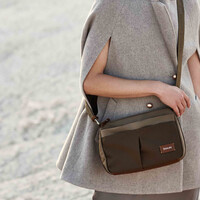 BINNARI 20850 Taupe Nylon Shoulder Bag