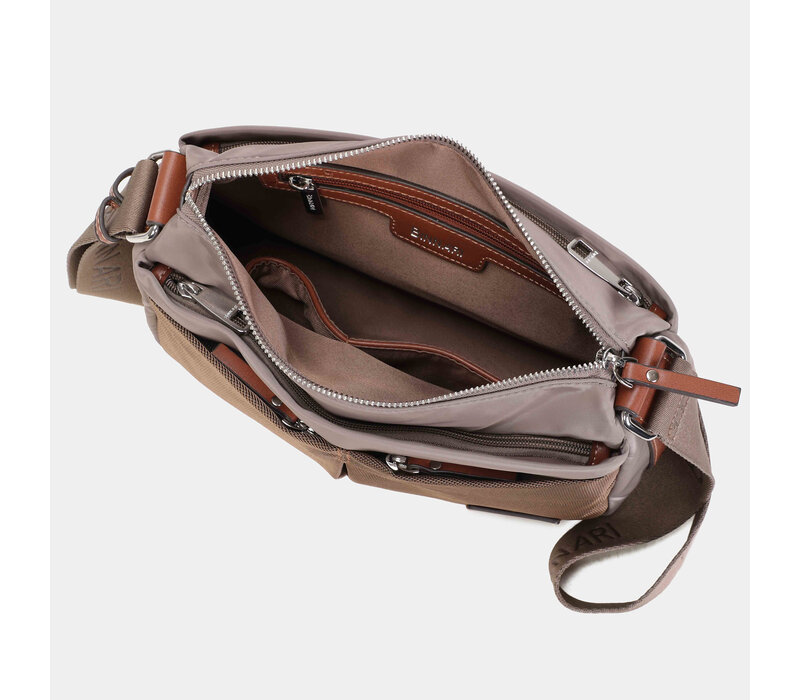 BINNARI 20850 Taupe Nylon Shoulder Bag