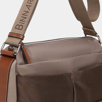 BINNARI 20850 Taupe Nylon Shoulder Bag