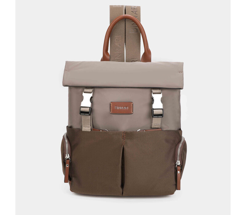 BINNARI 20851 Taupe Nylon Backpack