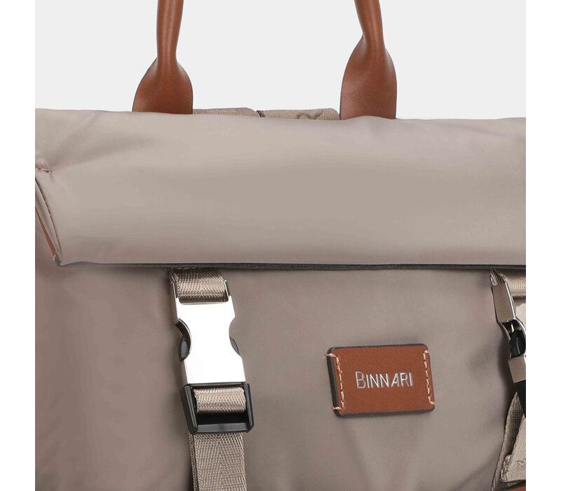 BINNARI 20851 Taupe Nylon Backpack