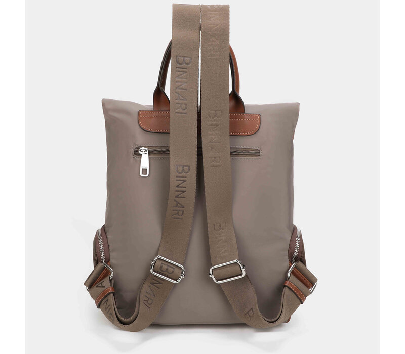 BINNARI 20851 Taupe Nylon Backpack