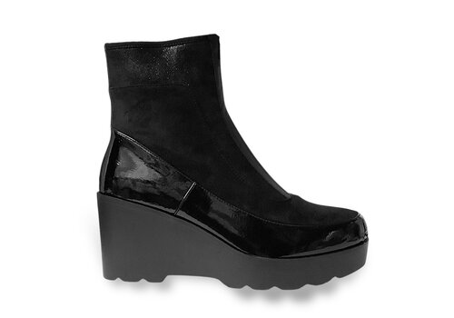 REDZ REDZ F1738 Black Front Zip Wedge Boot