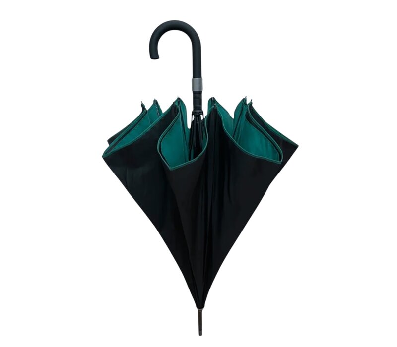 Umbrella - Automatic Blk/Green Double Canvas