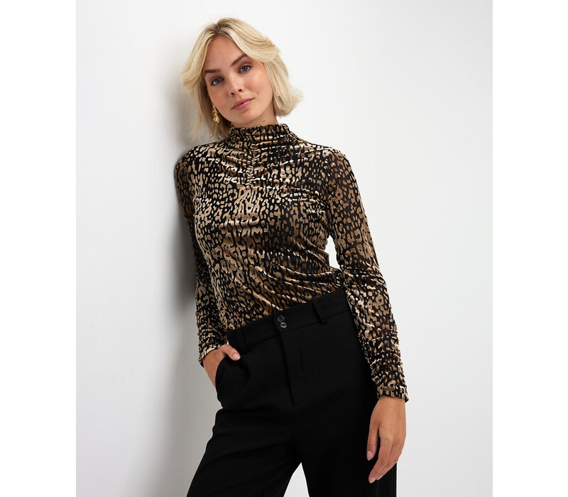 Esqualo 30710 Gathered Top in Leopard