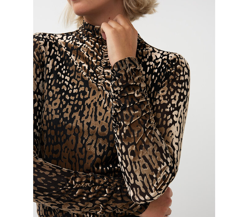 Esqualo 30710 Gathered Top in Leopard