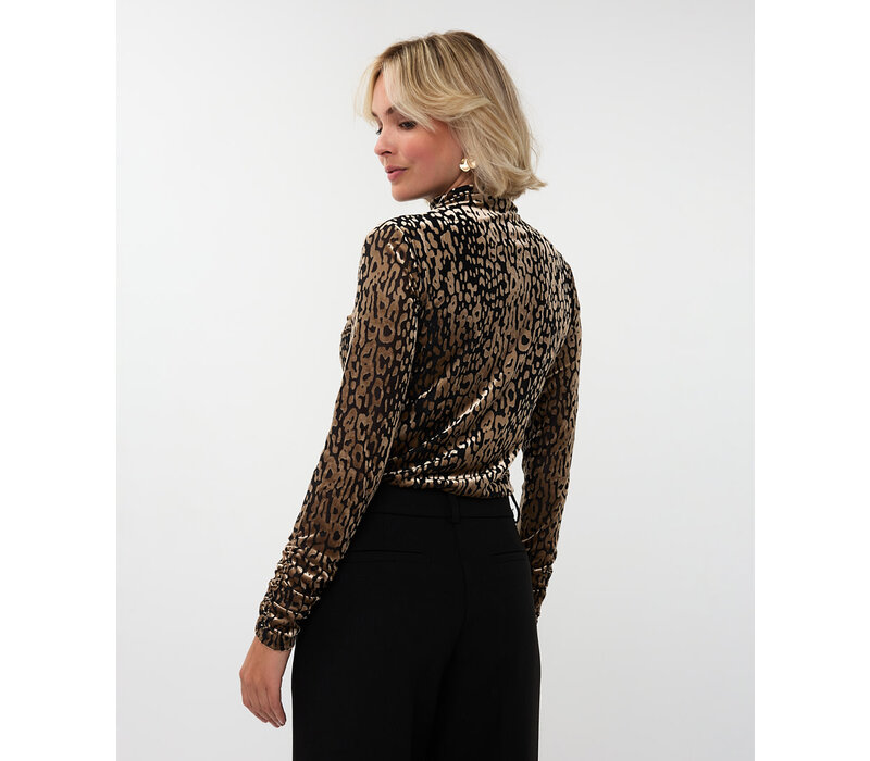 Esqualo 30710 Gathered Top in Leopard