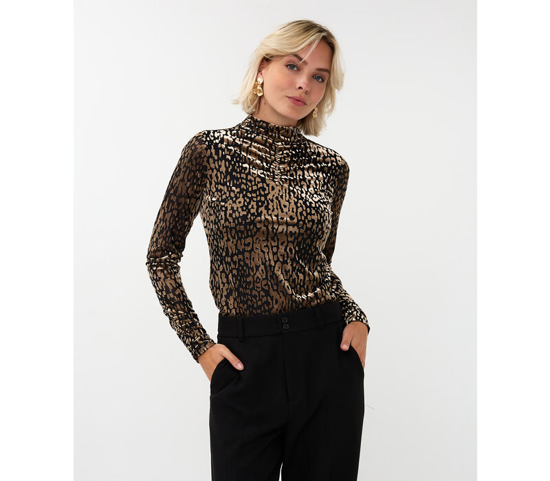 Esqualo 30710 Gathered Top in Leopard