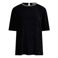 Esqualo 30716 Black Velour Plisse Top