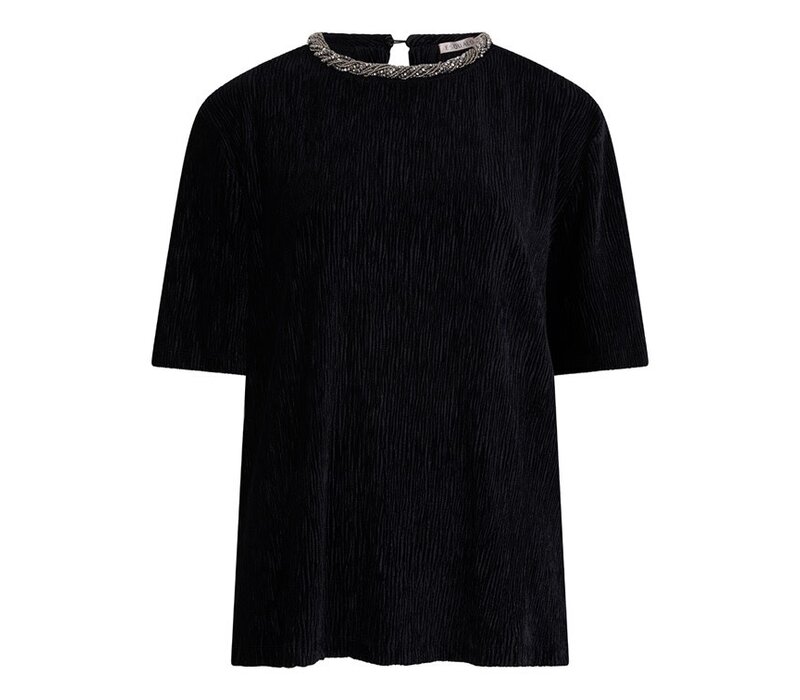 Esqualo 30716 Black Velour Plisse Top