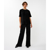 Esqualo 30717 Black Velour Plisse Trousers