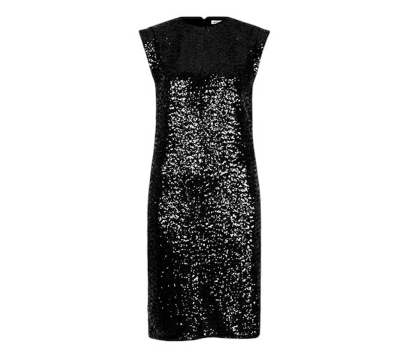 Esqualo 08705 Black Sleeveless Sequin Dress