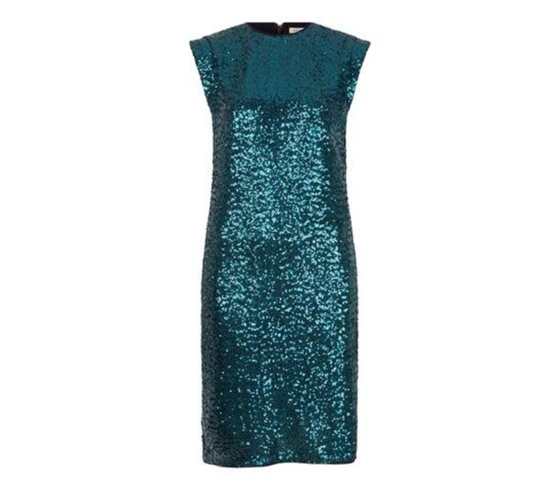 Esqualo 08705 Teal Sleeveless Sequin Dress