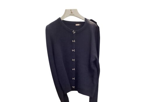 EsQualo A/W Esqualo 07719 Bow Button Soft Black Sweater