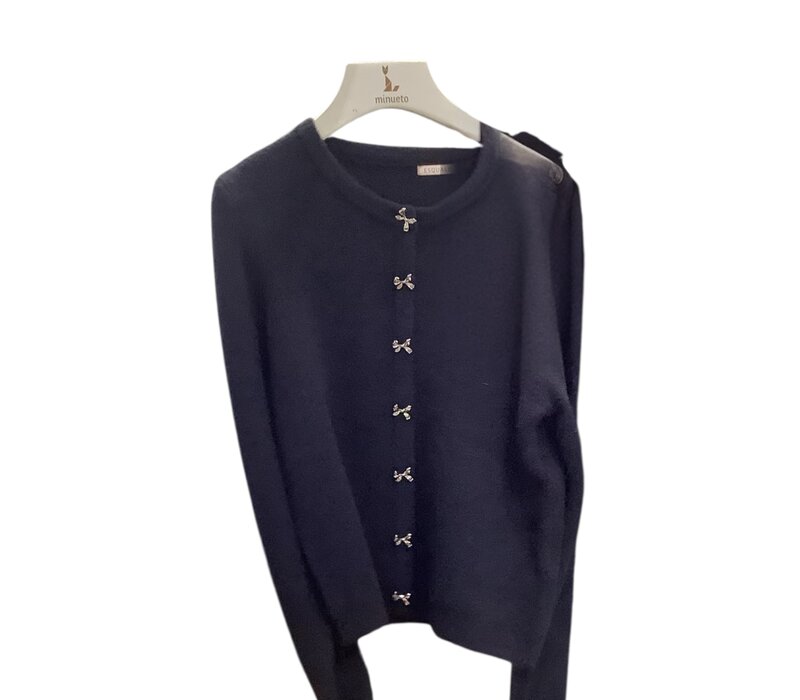 Esqualo 07719 Bow Button Soft Black Sweater