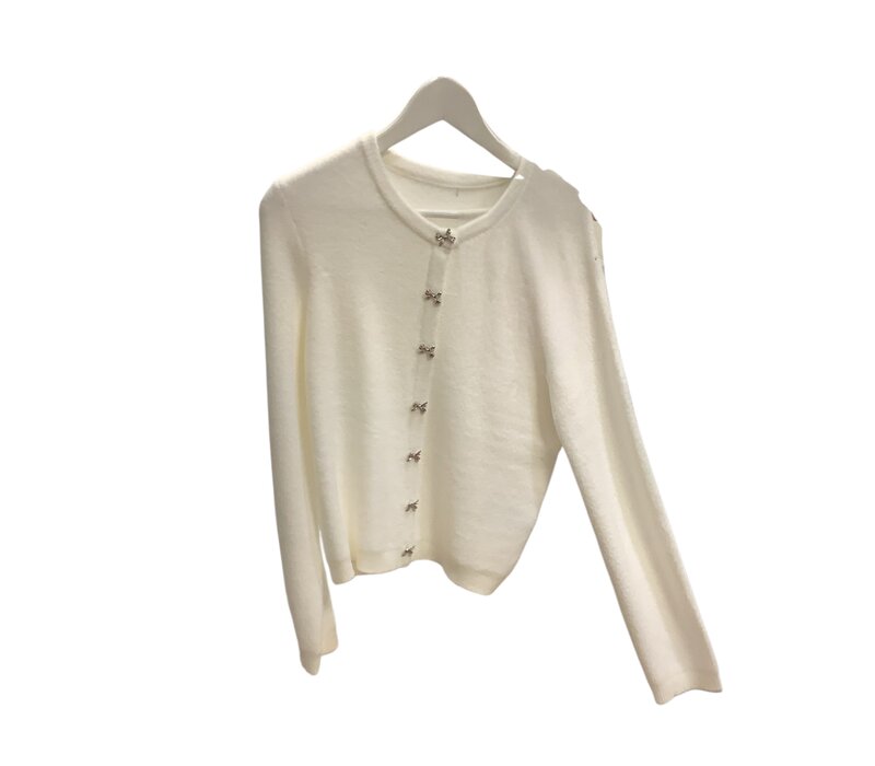 Esqualo 07719 Bow Button Soft Cream Sweater