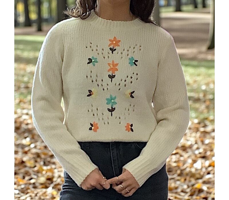 MD’M 3.50.210.24 Cream Flower Print Sweater