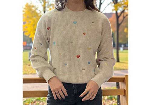 MD’M MD’M 3.50.156.01 Oatmeal Sweater w/Hearts