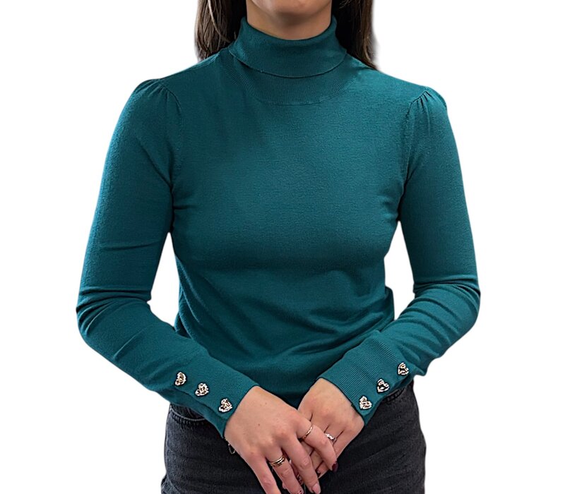 Esqualo 07709 Teal Polo Sweater w/Buttons
