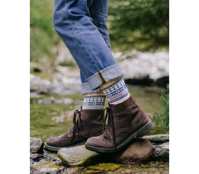 Polar Star Blue Multi AZTEC  Warm Socks