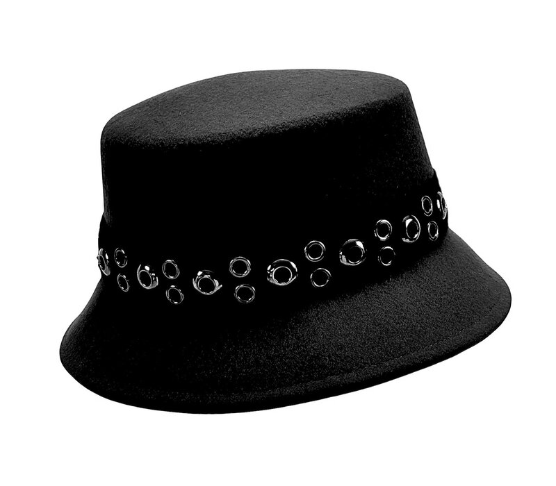 Seeberger 019874 Black Woolfelt Bucket Hat