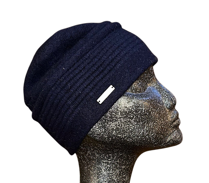 Seeberger 019857 Navy Boiled Wool Toque